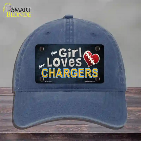 This Girl Loves Her Chargers Novelty License Plate Hat Unconstructed Cotton / Navy