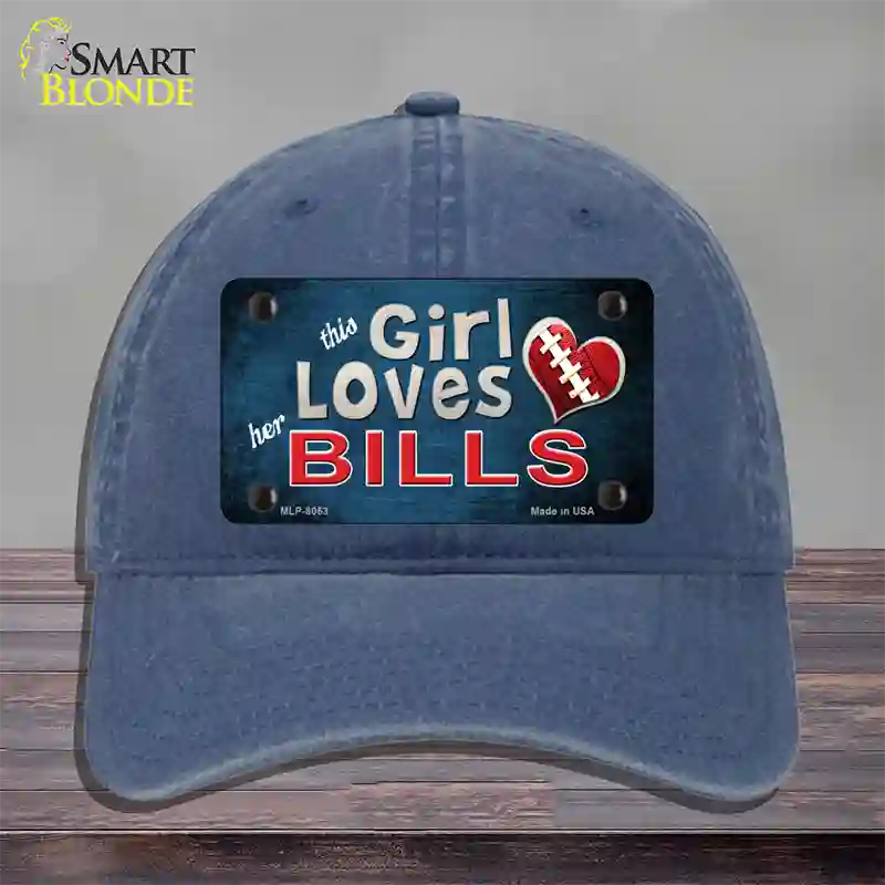 This Girl Loves Her Bills Novelty License Plate Hat Unconstructed Cotton / Navy