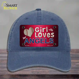 This Girl Loves Her Angels Novelty License Plate Hat Unconstructed Cotton / Navy