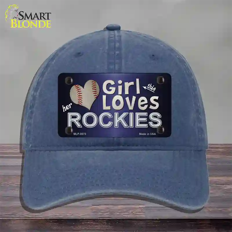 This Girl Loves Her Rockies Novelty License Plate Hat Unconstructed Cotton / Navy