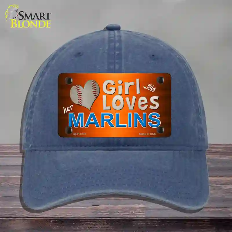 This Girl Loves Her Marlins Novelty License Plate Hat Unconstructed Cotton / Navy