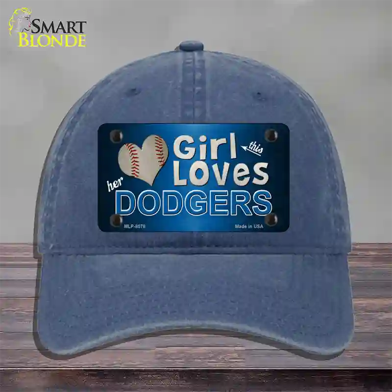 This Girl Loves Her Dodgers Novelty License Plate Hat Unconstructed Cotton / Navy