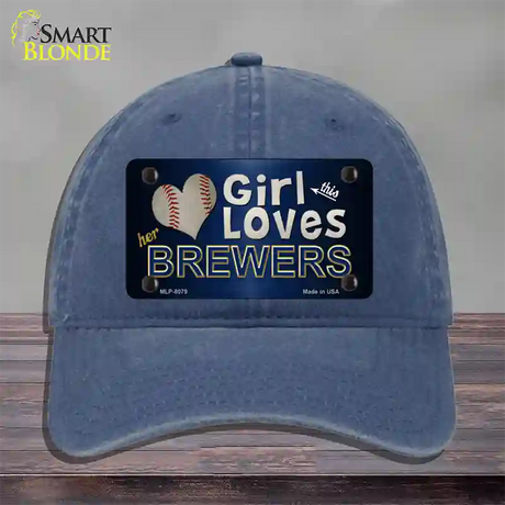 This Girl Loves Her Brewers Novelty License Plate Hat Unconstructed Cotton / Navy