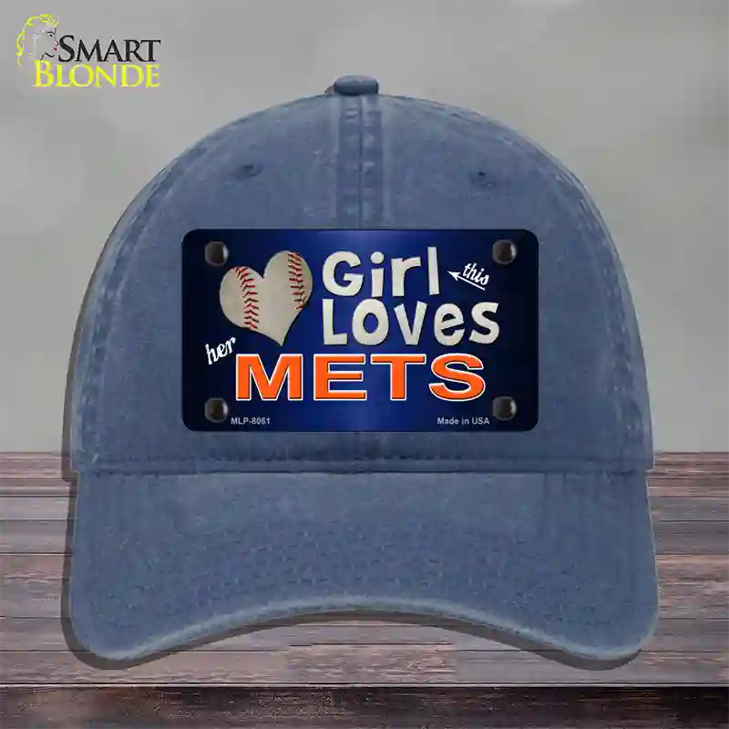 This Girl Loves Her Mets Novelty License Plate Hat Unconstructed Cotton / Navy