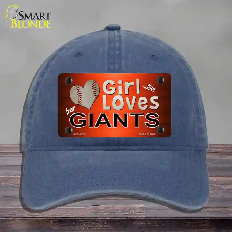 This Girl Loves Her Giants Baseball Novelty License Plate Hat Unconstructed Cotton / Navy