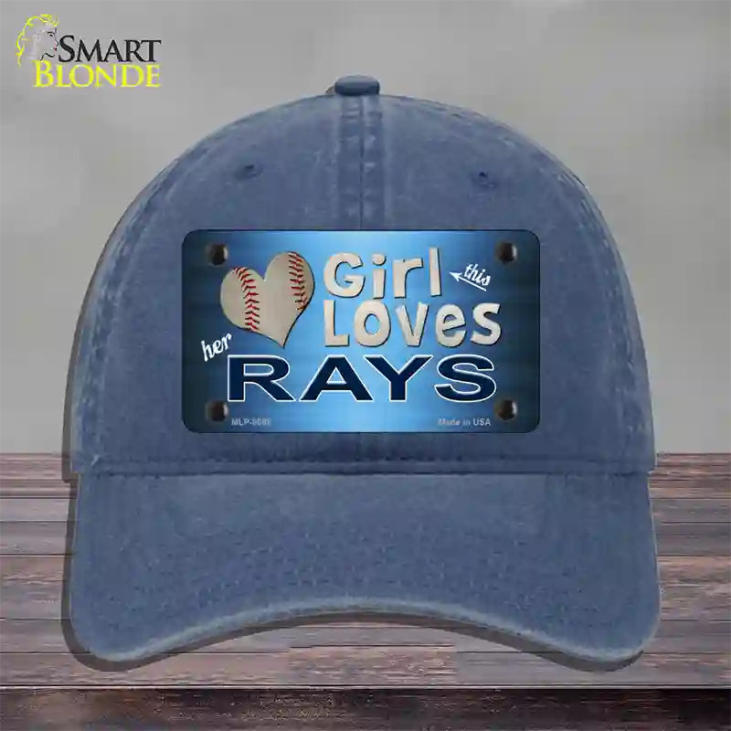 This Girl Loves Her Rays Novelty License Plate Hat Unconstructed Cotton / Navy