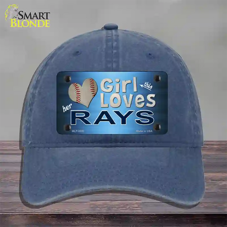 This Girl Loves Her Rays Novelty License Plate Hat Unconstructed Cotton / Navy