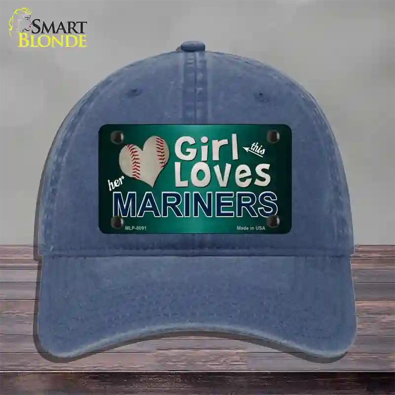 This Girl Loves Her Mariners Novelty License Plate Hat Unconstructed Cotton / Navy