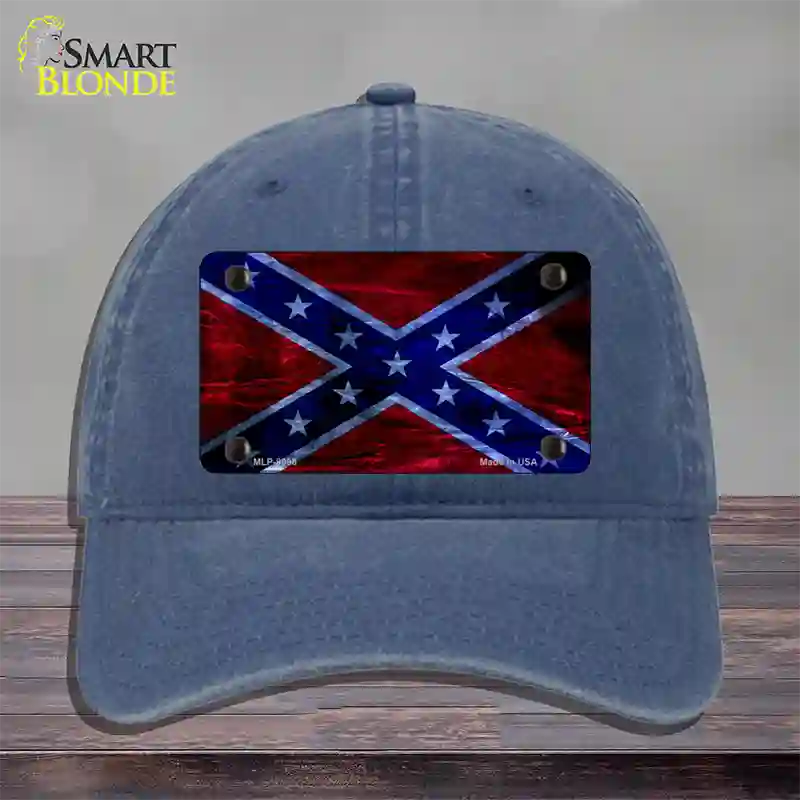 Confederate Flag Foiled Novelty License Plate Hat Unconstructed Cotton / Navy