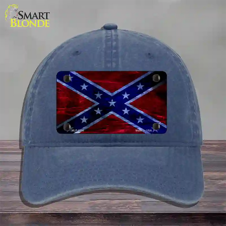 Confederate Flag Foiled Novelty License Plate Hat Unconstructed Cotton / Navy