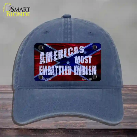 Americas Most Embattled Emblem Novelty License Plate Hat Unconstructed Cotton / Navy