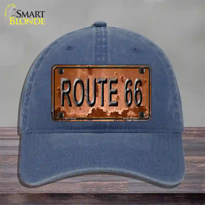 Route 66 Rusty Novelty License Plate Hat Unconstructed Cotton / Navy