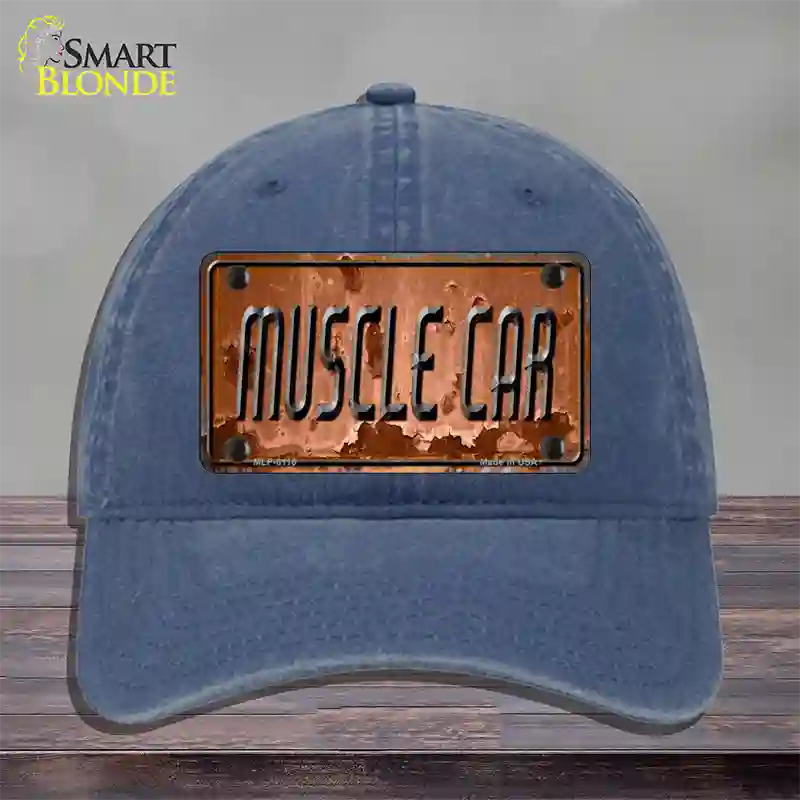 Muscle Car Novelty License Plate Hat Unconstructed Cotton / Navy