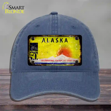 Alaska State Blank Novelty License Plate Hat Unconstructed Cotton / Navy / Alaska Statehood (2216):https | Rusty | Yes