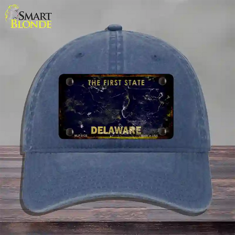 Delaware Rusty Blank Novelty License Plate Hat Unconstructed Cotton / Navy