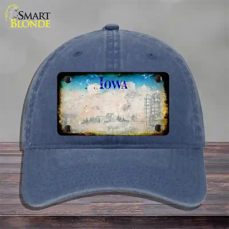 Iowa Rusty Blank Novelty License Plate Hat Unconstructed Cotton / Navy