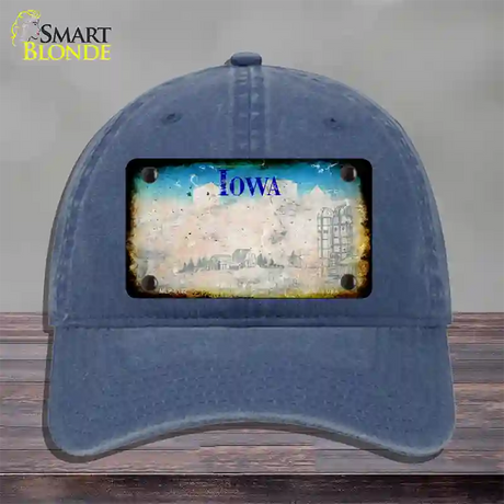 Iowa Rusty Blank Novelty License Plate Hat Unconstructed Cotton / Navy