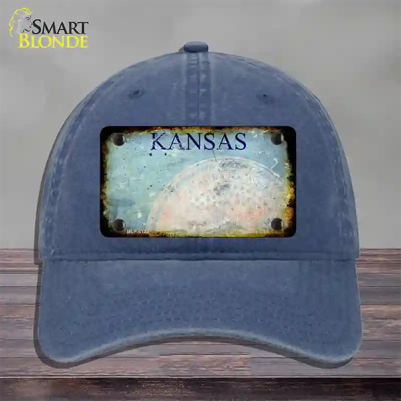 Kansas Rusty Blank Novelty License Plate Hat Unconstructed Cotton / Navy