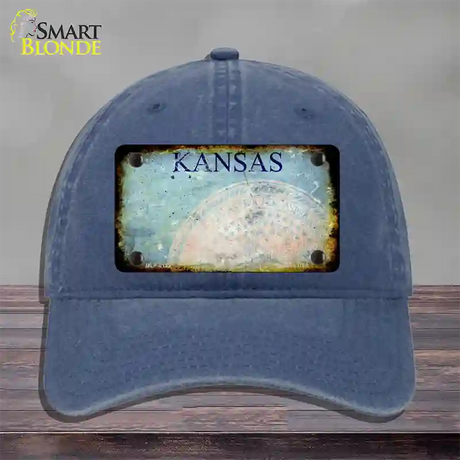 Kansas Rusty Blank Novelty License Plate Hat Unconstructed Cotton / Navy