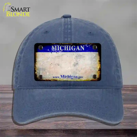 Michigan Gov Rusty Blank Novelty License Plate Hat Unconstructed Cotton / Navy