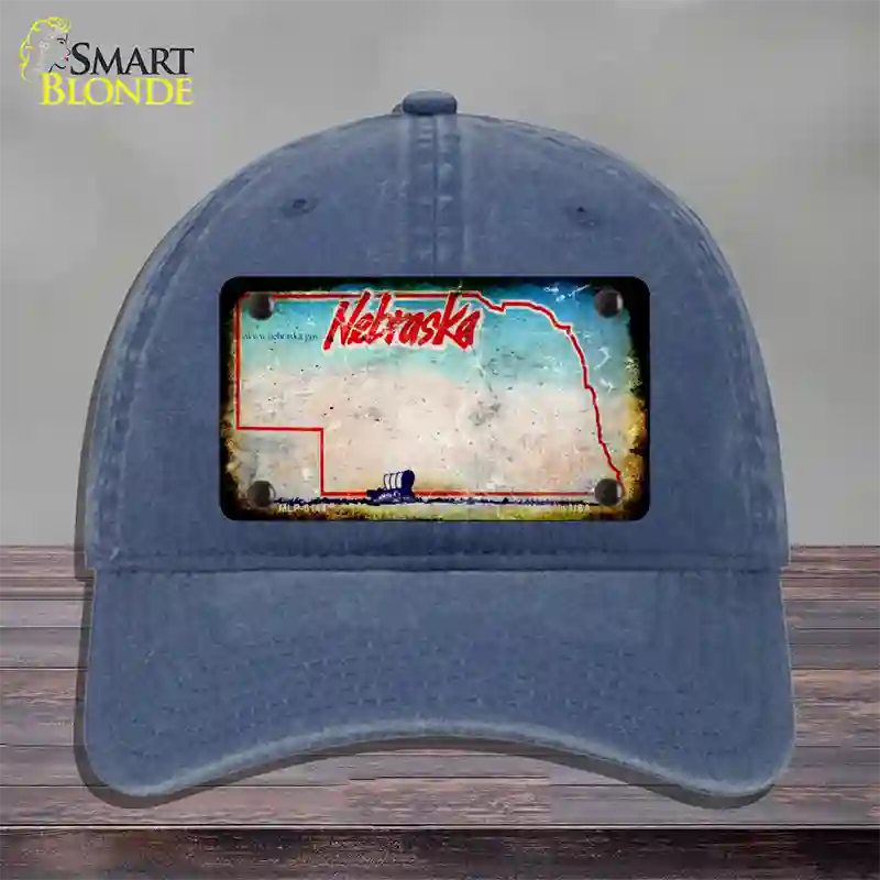 Nebraska Rusty Blank Novelty License Plate Hat Unconstructed Cotton / Navy