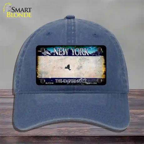 New York Rusty Blank Novelty License Plate Hat Unconstructed Cotton / Navy