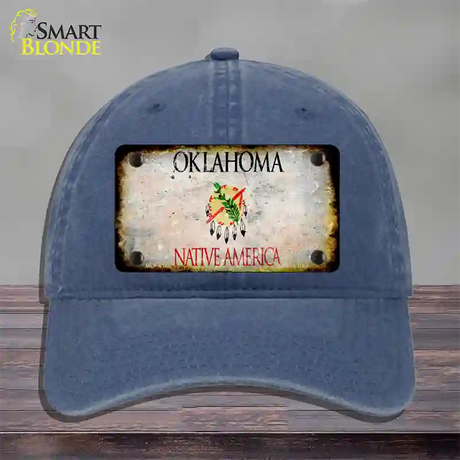 Oklahoma Rusty Blank Novelty License Plate Hat Unconstructed Cotton / Navy