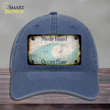 Rhode Island Rusty Blank Novelty License Plate Hat Unconstructed Cotton / Navy