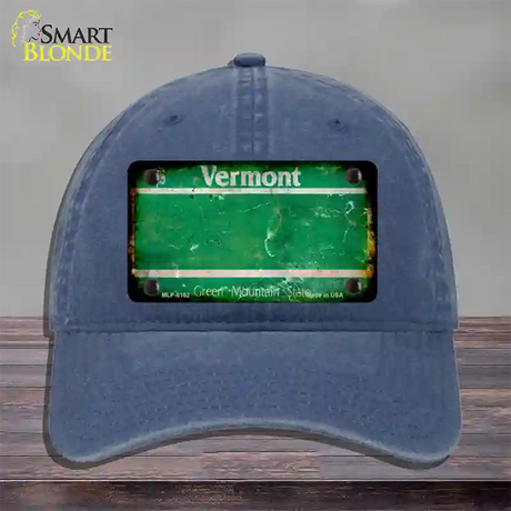 Vermont Rusty Blank Novelty License Plate Hat Unconstructed Cotton / Navy