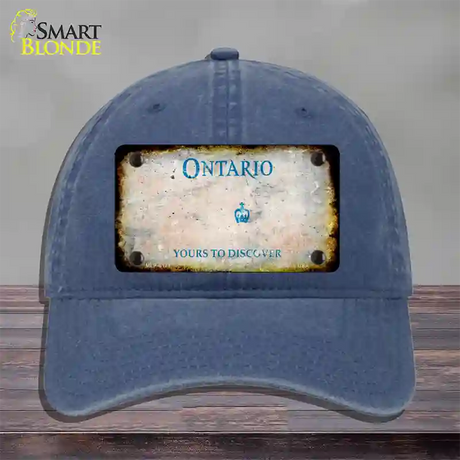 Ontario Canada Rusty Blank Novelty License Plate Hat Unconstructed Cotton / Navy