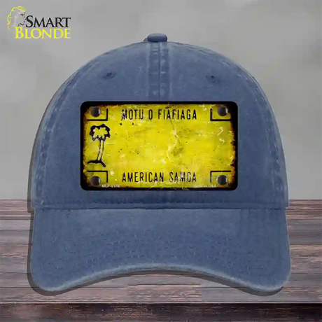 American Samoa Rusty Blank Novelty License Plate Hat Unconstructed Cotton / Navy