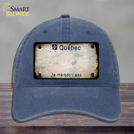 Quebec Rusty Blank Novelty License Plate Hat Unconstructed Cotton / Navy