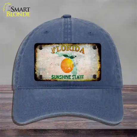 Florida Orange Rusty Blank Novelty License Plate Hat Unconstructed Cotton / Navy