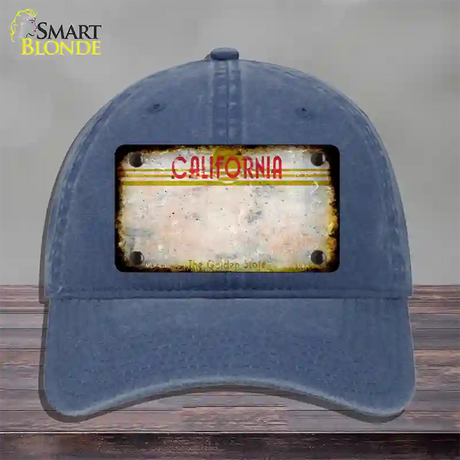 California Golden State Plate Rusty Blank Novelty License Plate Hat Unconstructed Cotton / Navy