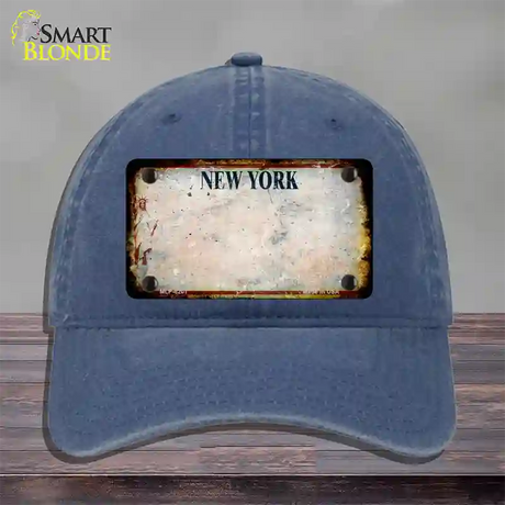 New York White Rusty Blank Novelty License Plate Hat Unconstructed Cotton / Navy