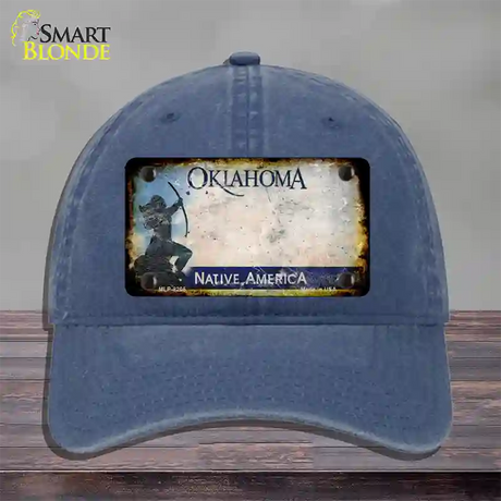 Oklahoma Arrow Rusty Blank Novelty License Plate Hat Unconstructed Cotton / Navy