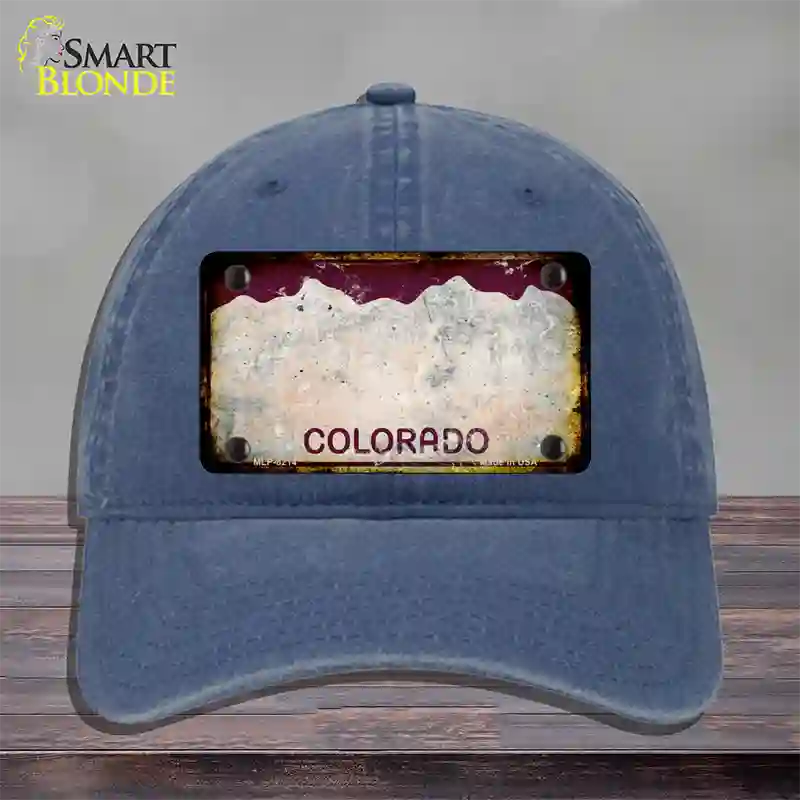 Colorado Red Rusty Blank Novelty License Plate Hat Unconstructed Cotton / Navy