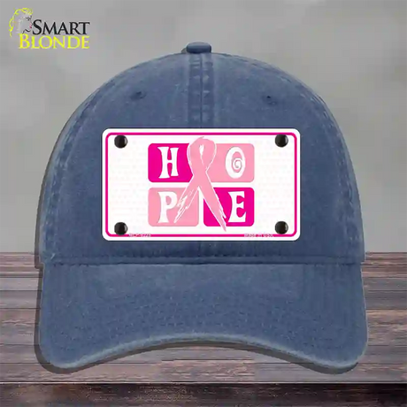 Hope Breast Cancer Ribbon Novelty License Plate Hat Unconstructed Cotton / Navy