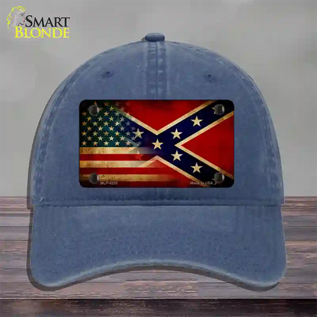 American Confederate Flag Novelty License Plate Hat Unconstructed Cotton / Navy