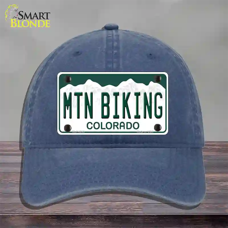 Mtn Biking Colorado Novelty License Plate Hat Unconstructed Cotton / Navy