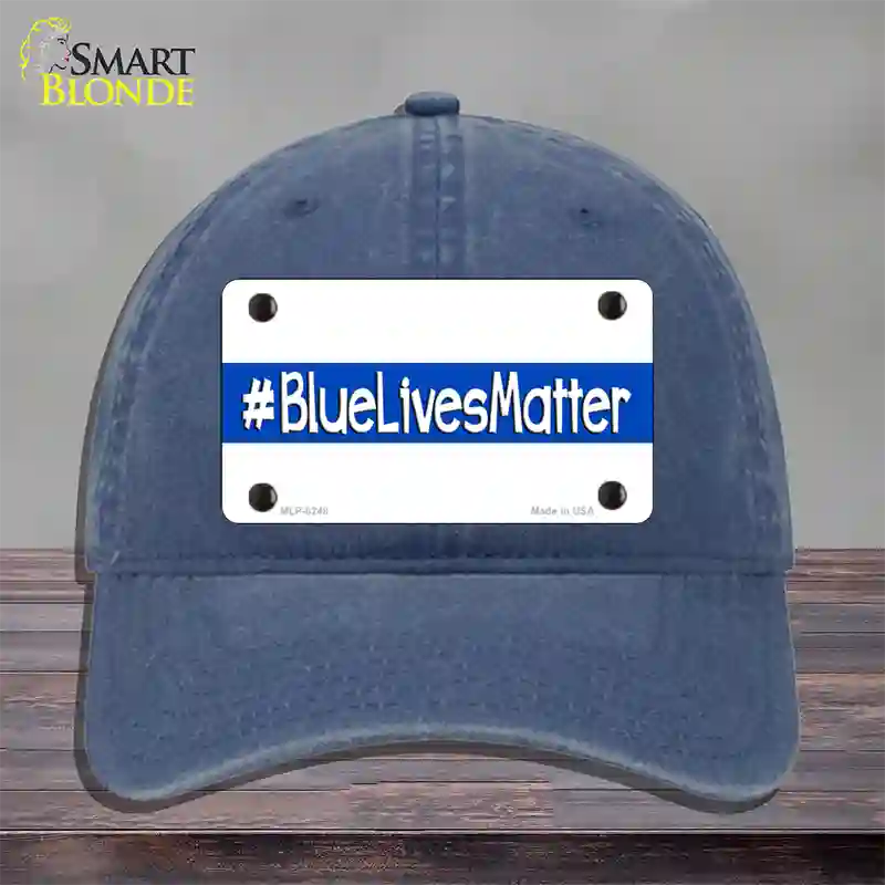 Blue Lives Matter Novelty License Plate Hat Unconstructed Cotton / Navy