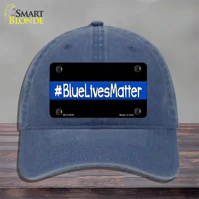 Blue Lives Matter Black Novelty License Plate Hat Unconstructed Cotton / Navy