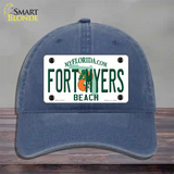 Fort Myers Beach Novelty License Plate Hat Unconstructed Cotton / Navy