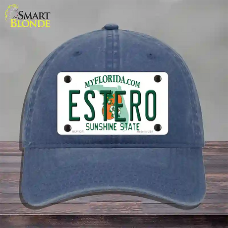 Estero Sunshine State Novelty License Plate Hat Unconstructed Cotton / Navy