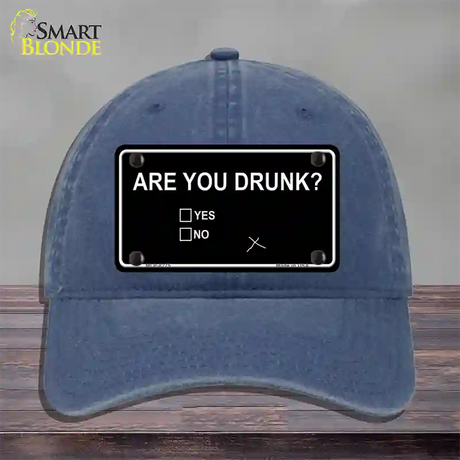 Are You Drunk Novelty License Plate Hat Unconstructed Cotton / Navy