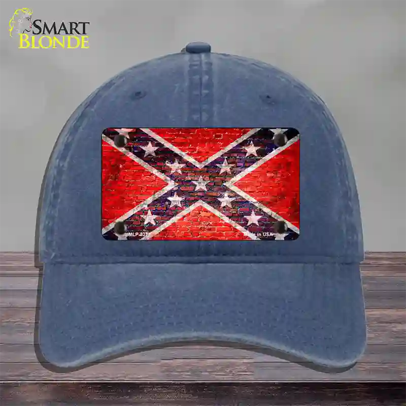 Rebel Flag Brick Wall Novelty License Plate Hat Unconstructed Cotton / Navy