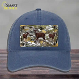 Deer On Camo Novelty License Plate Hat Unconstructed Cotton / Navy