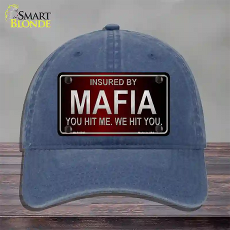 Insured By Mafia Novelty License Plate Hat Unconstructed Cotton / Navy