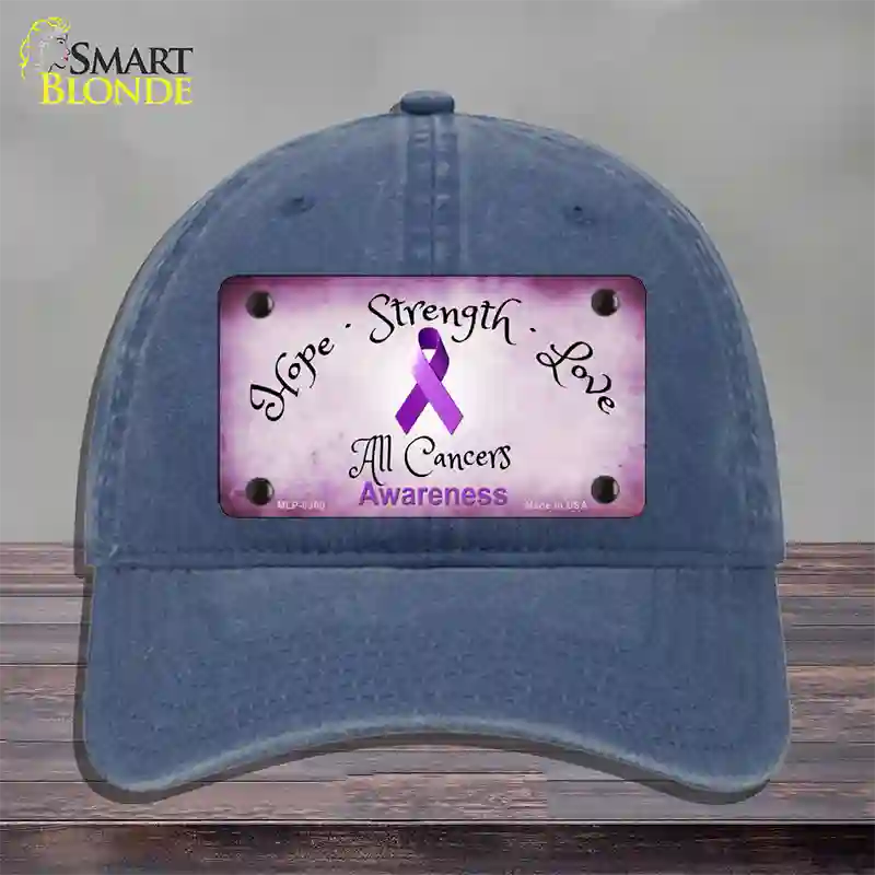 All Cancer Awareness Novelty License Plate Hat Unconstructed Cotton / Navy