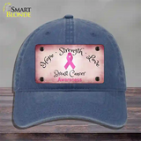 Breast Cancer Ribbon Pink Novelty License Plate Hat Unconstructed Cotton / Navy